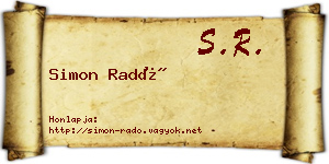 Simon Radó névjegykártya